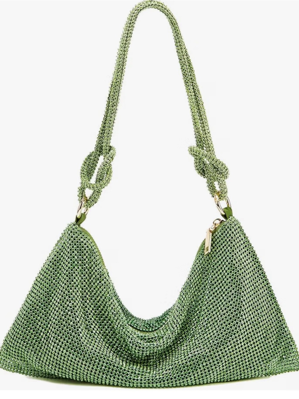 Green Crystal Mesh Shoulder Bag with Dust Bag, Never Worn